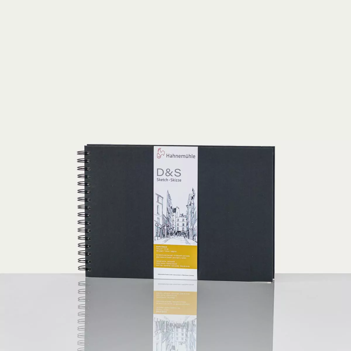 Traditional Hahnemuhle SketchBook “D&S” black * 140gsm DIN A4 landscape  (80 Sheets)